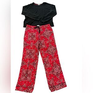 PJ Salvage Long Sleeve Top & Paisley Pants Pajama Set, Large, NWOT